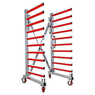 Holzmann Regalwagen TAW76 (H x B x T: 193 x 136 x 100 cm, Traglast pro Träger: 50 kg, Grau/Rot)