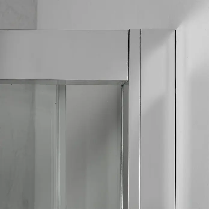 Kiamami Valentina Runddusche - 80 x 80 x 195 cm, Transparent - Duschkabinentür aus Klarglas mit schlankem, silbernem Metallrahmen und oberer Laufschiene.