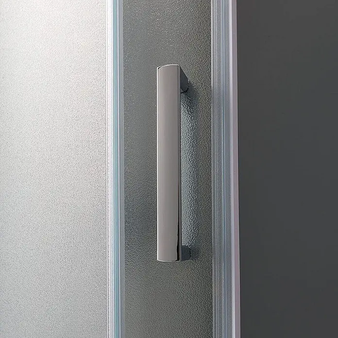 Kiamami Valentina Runddusche - 90 x 90 x 185 cm, Matt - Chrom Duschkabinentürgriff auf strukturiertem Milchglas.