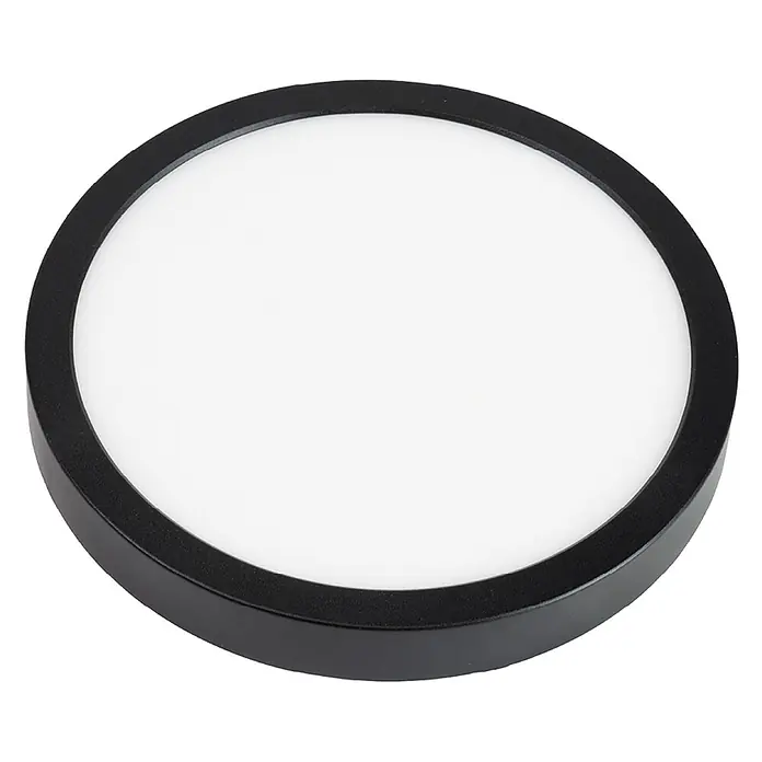 Enovalite LED-Deckenleuchte rund - 12 W, Ø x H: 16,5 x 1,95 cm, Schwarz, Schwarz, Mehrfarbig - Runde LED-Deckenleuchte mit schwarzem Rahmen und weißem Diffusor.