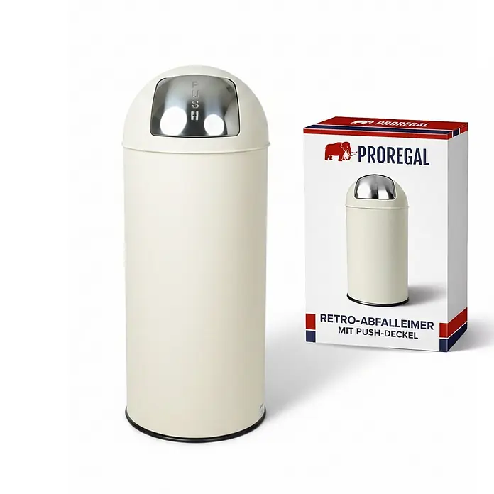 PROREGAL Mülleimer Küche Bad mit Push Klappe 70L, Abfalleimer Groß 38 Liter, Stahl Creme Weiß, Pushmülleimer Abfallsammler mit Pushdeckel, Müllbehälter, Müllsammler, Abfallbehälter online kaufen bei BAUHAUS