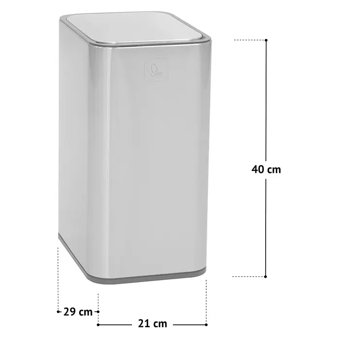 SVITA Sensormülleimer SE13L - 13 l, Edelstahl, Silber - Silberner rechteckiger Mülleimer, 40 cm hoch, 29 cm tief, 21 cm breit, mit Deckel.
