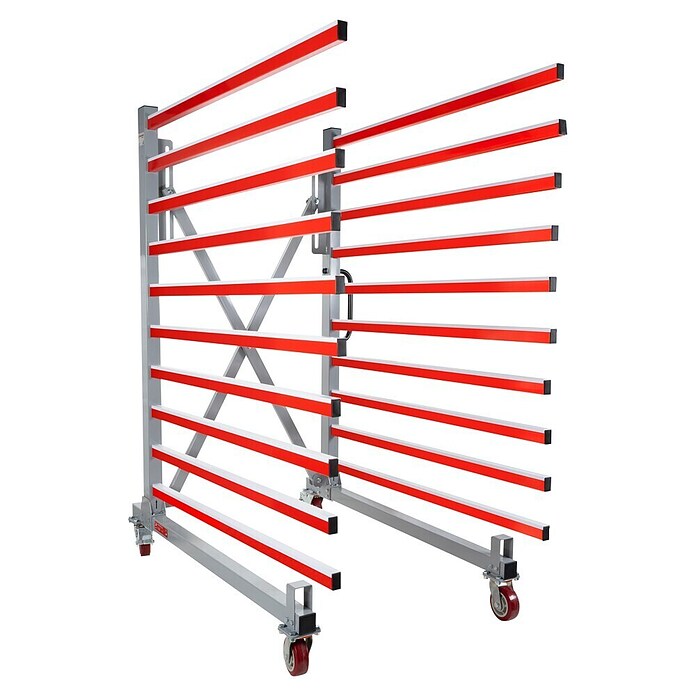 Holzmann Regalwagen TAW140 (H x B x T: 193 x 136 x 162 cm, Traglast pro Träger: 50 kg, Grau/Rot) | BAUHAUS