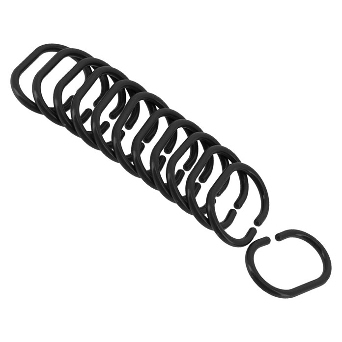 Obroček za zaveso  (12 kos, 6 cm, Črne barve) | 3739 - Duschvorhangzubehör | DADF - Badtextilien | DAD - Badausstattung | DA - Badausstattung/Bäderwelt | D - Sanitär | BAUHAUS
