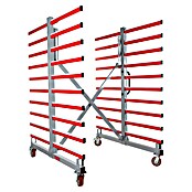Holzmann Regalwagen TAW70DUO (H x B x T: 193 x 136 x 150 cm, Traglast pro Träger: 45 kg, Grau/Rot) | BAUHAUS