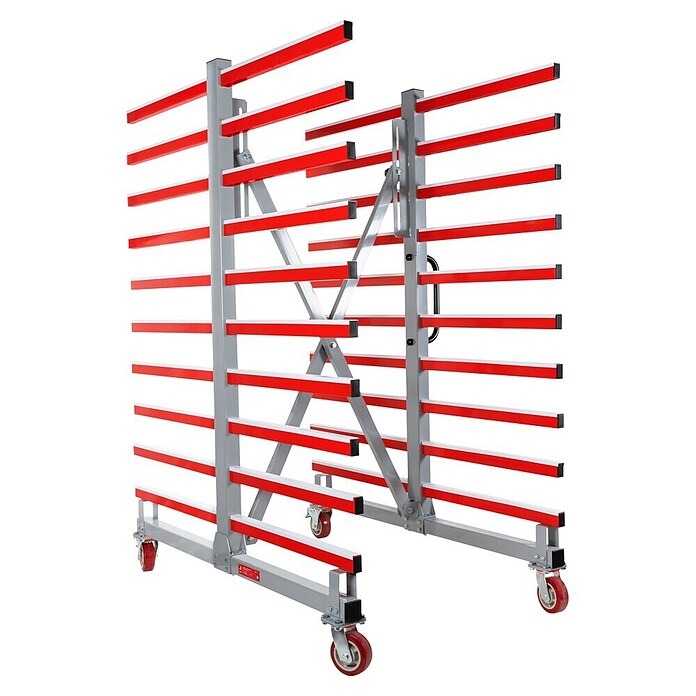 Holzmann Regalwagen TAW70DUO (H x B x T: 193 x 136 x 150 cm, Traglast pro Träger: 45 kg, Grau/Rot) | BAUHAUS