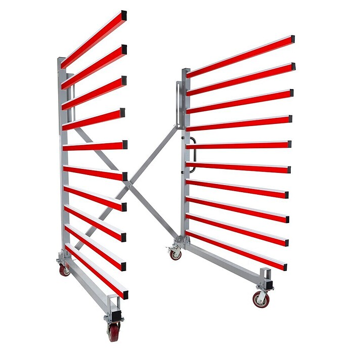 Holzmann Regalwagen TAW140 (H x B x T: 193 x 136 x 162 cm, Traglast pro Träger: 50 kg, Grau/Rot) | BAUHAUS