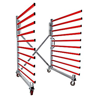Holzmann Regalwagen TAW140 (H x B x T: 193 x 136 x 162 cm, Traglast pro Träger: 50 kg, Grau/Rot)