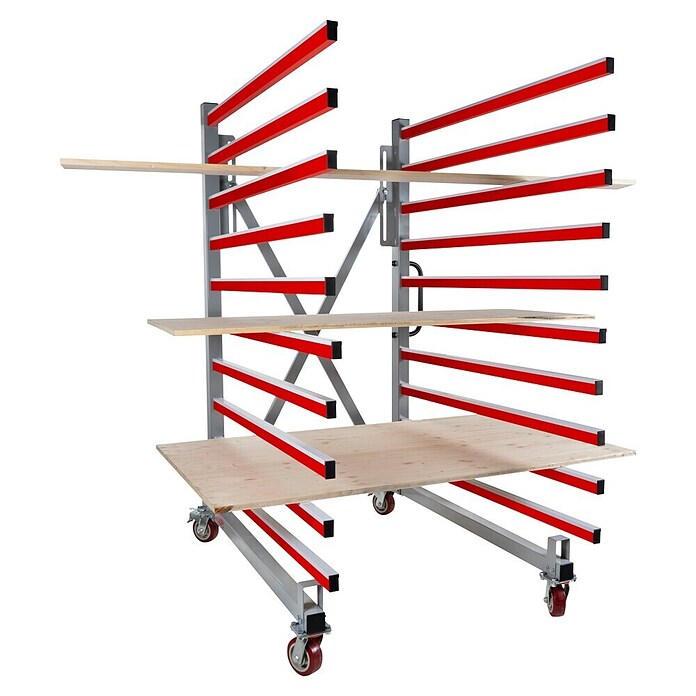 Holzmann Regalwagen TAW140 (H x B x T: 193 x 136 x 162 cm, Traglast pro Träger: 50 kg, Grau/Rot) | BAUHAUS