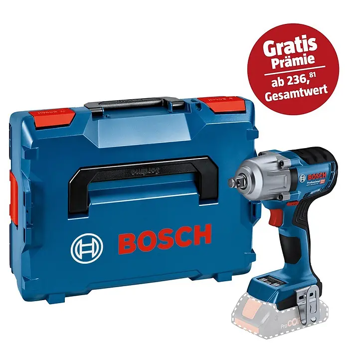 Bosch Professional AMPShare 18V Akku-Drehschlagschrauber PRO GDS 18V-450 HC - 18 V, Ohne Akku, 450 Nm - Blauer Bosch GDS 18V-450 HC Schlagschrauber und passende blaue Bosch Sortimo L-BOXX.