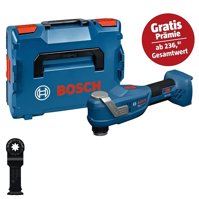 Bosch Professional AMPShare 18V Akku-Multifunktionswerkzeug GOP 18V-30 - 18 V, Ohne Akku - Blaues Bosch Multifunktionswerkzeug mit passendem Koffer und einer Starlock Plus Klinge.