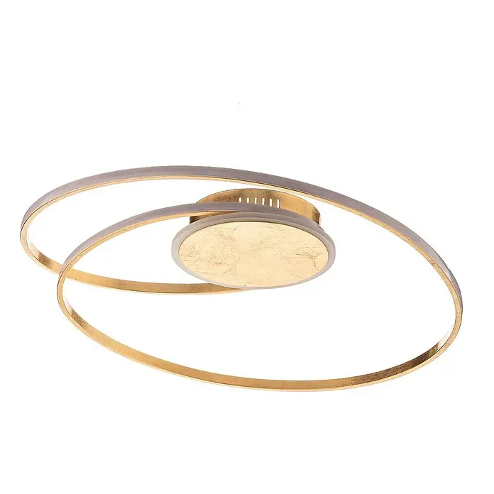 Lindby Deckenleuchte Dorle - messing / gold - Goldene Spiral-LED-Deckenleuchte mit zentralem vergoldetem Diffusor.