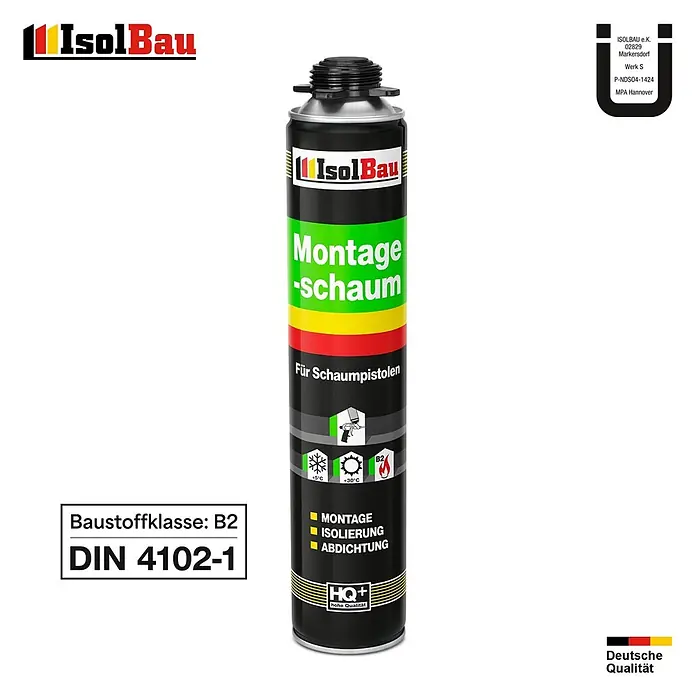 IsolBau Bauschaum 1 x Montageschaum 750 ml - 750 ml - IsolBau mehrfarbige Montageschaum-Dose für Schaumpistolen.