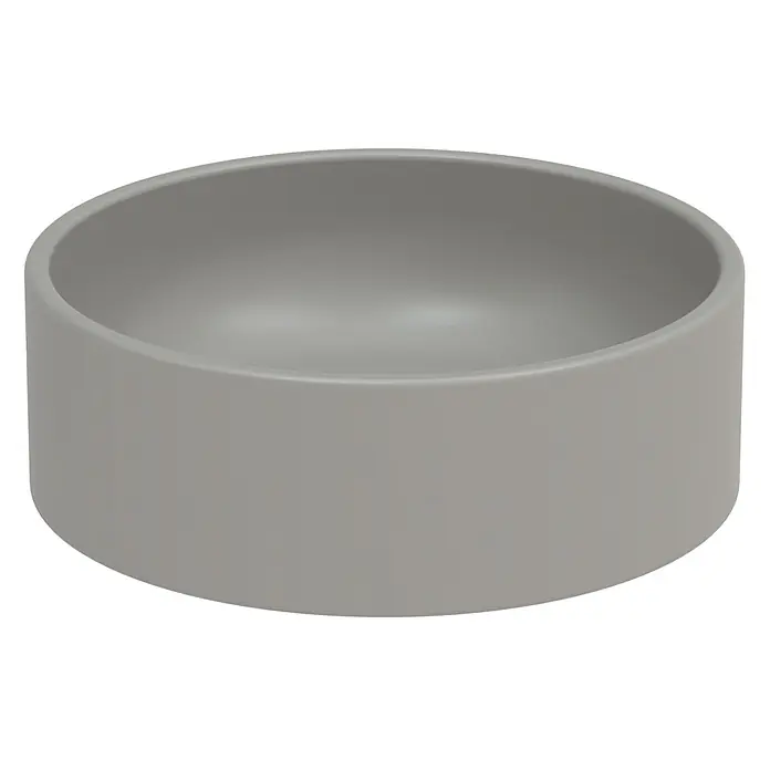 Bette Waschtisch - 425 x 425 cm - Matte hellgraue runde flache Schale.