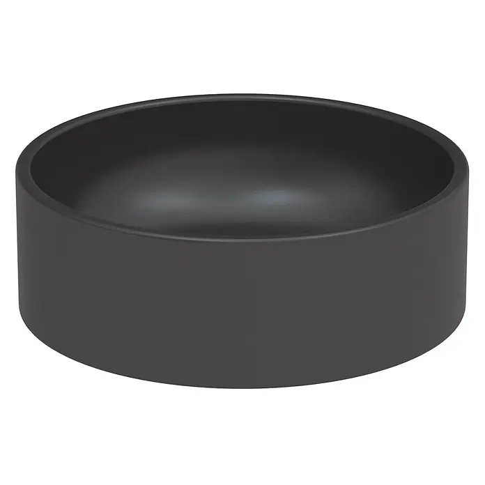 Bette Waschtisch - 425 x 425 cm - Matte dunkelgraue zylindrische Schale mit glatter Innenseite.