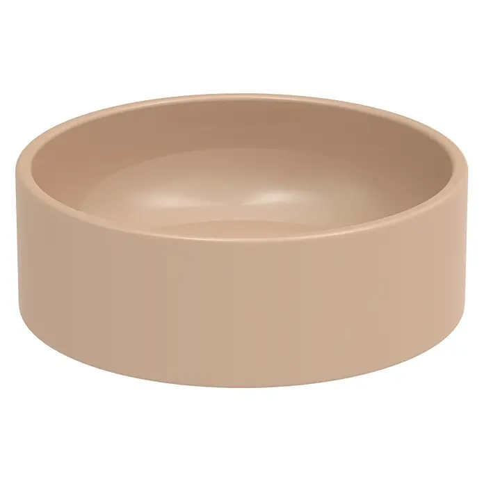 Bette Waschtisch - 425 x 425 cm - Runde, glatte, beige Schale mit flachen Seiten.