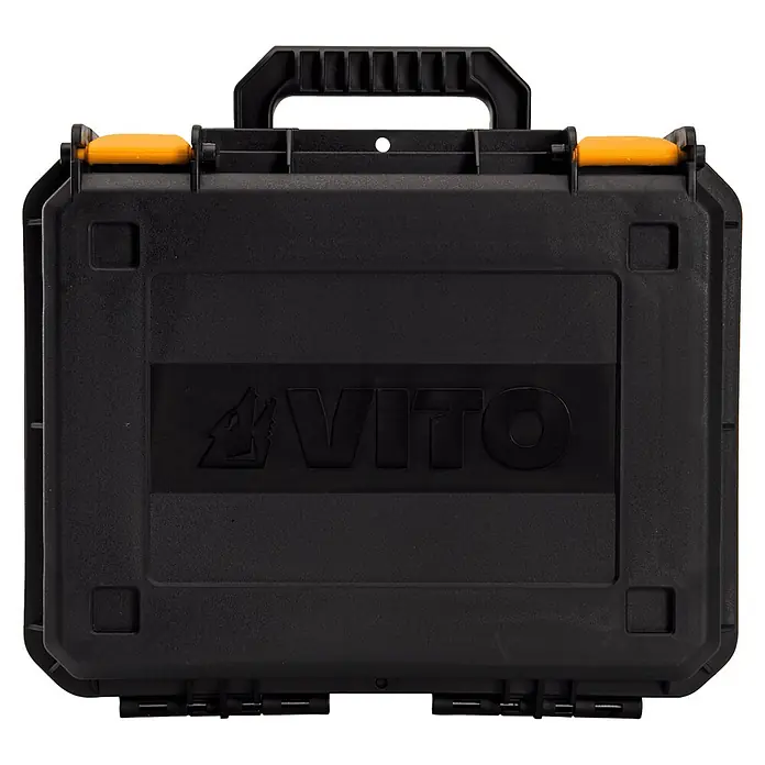 Vito Nivel láser VINL4D16L60 - Zona de trabajo máx.: 60 m - Estuche rígido negro con cierres amarillos y logo 'VITO', para herramientas.