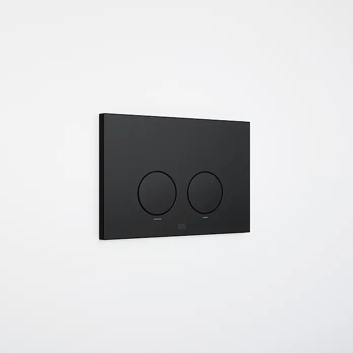 Dornbracht Betätigungsplatte -  - DORN BRACHT schwarze matte WC-Betätigungsplatte mit zwei runden Tasten.