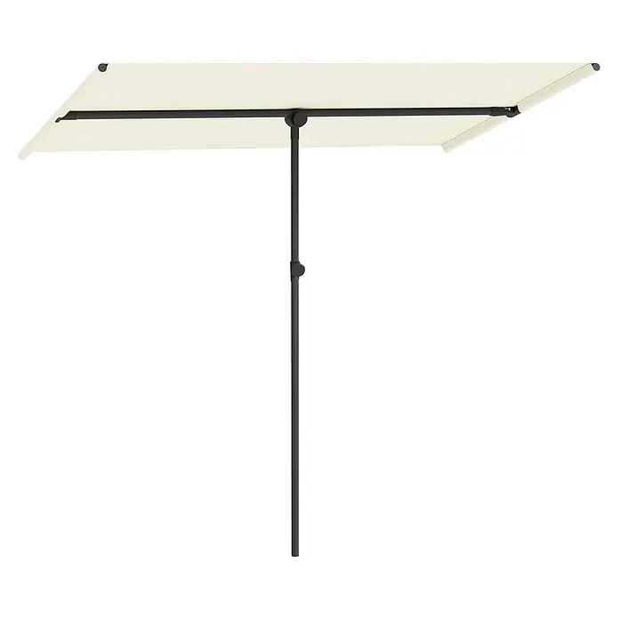 Outsunny Marktschirm - Beige - Creme-farbener Halb-Sonnenschirm mit schwarzem Stock, ideal für platzsparenden Schatten.