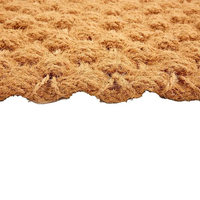Fußmatte Nature Classic - 75 x 45 cm, Natur, Material Nutzschicht: 100 % Kokos, Karo - Nahaufnahme einer braunen Kokosfußmatte mit strukturierter Oberfläche.