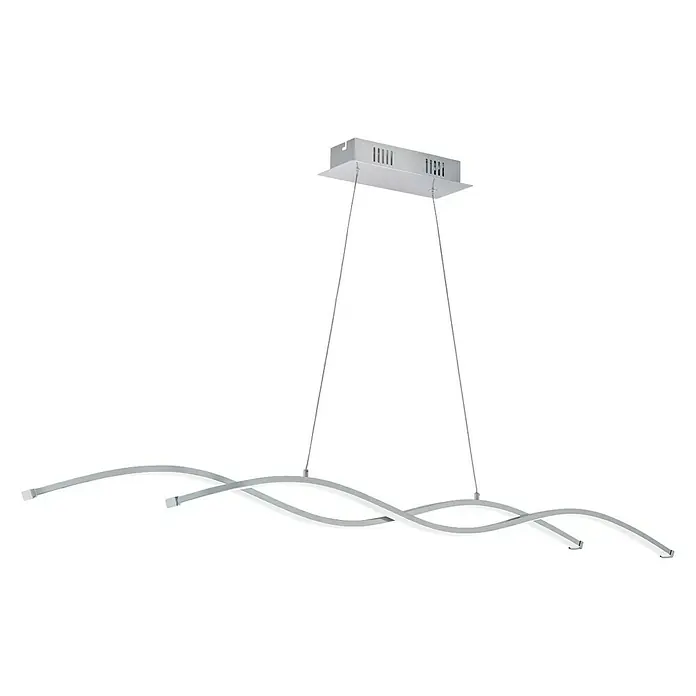Eglo Lasana 2 Lámpara colgante LED - Altura: 120 cm, 1.200 lm - Lámpara colgante LED plateada moderna con diseño curvo. Iluminación elegante para comedores o salas de estar con estética minimalista.
