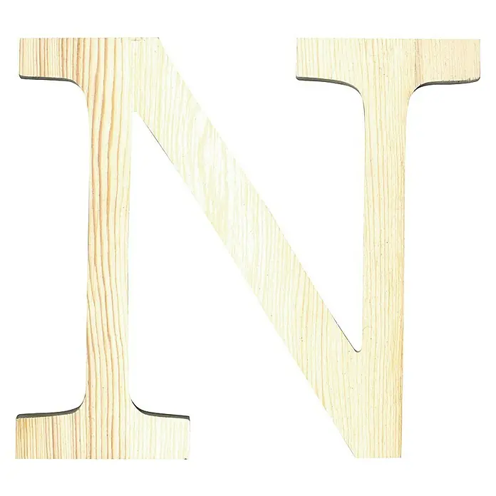 Artemio Letra de madera - Motivo: N, L x An x Al: 19 x 1 x 19 cm, Madera - Una letra N de madera sin terminar, perfecta para pintar o decorar para manualidades, y personalizar sus espacios habitables con su toque personal.