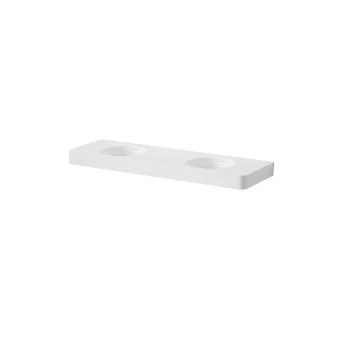 Vola Doppelwaschtisch - 0 x 0 cm - Weißes, rechteckiges Doppelwaschbecken mit zwei integrierten Becken.