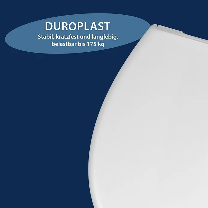 WC-Sitz Bora - Duroplast, Weiß, Mit Absenkautomatik - Weißer Duroplast WC-Sitz, stabil, kratzfest, langlebig, belastbar bis 175 kg.