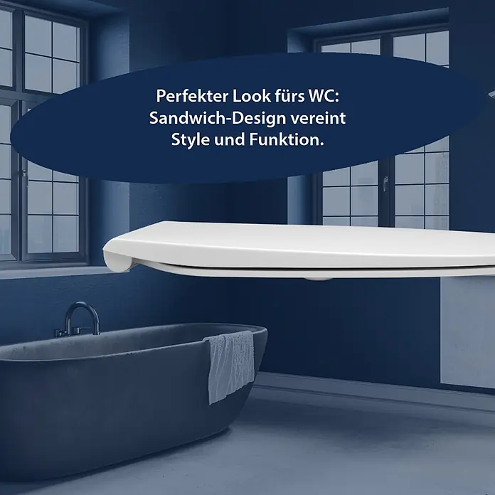 Poseidon WC-Sitz Lissabon - Duroplast, Weiß, Mit Absenkautomatik - Weißer WC-Sitz im Sandwich-Design, der Stil und Funktion vereint.
