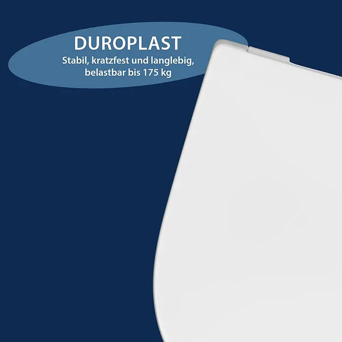 Poseidon WC-Sitz Korsika - Duroplast, Weiß, Mit Absenkautomatik - Weißer Duroplast Toilettensitz, stabil, kratzfest und langlebig, bis 175 kg belastbar.