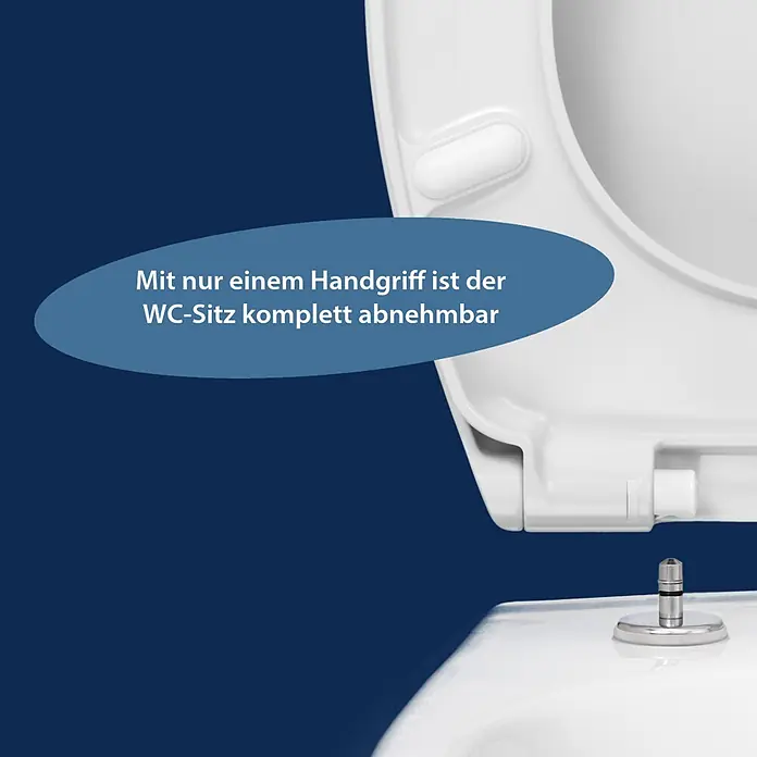 WC-Sitz Bora - Duroplast, Weiß, Mit Absenkautomatik - Weißer WC-Sitz mit abnehmbaren Metallscharnieren.
