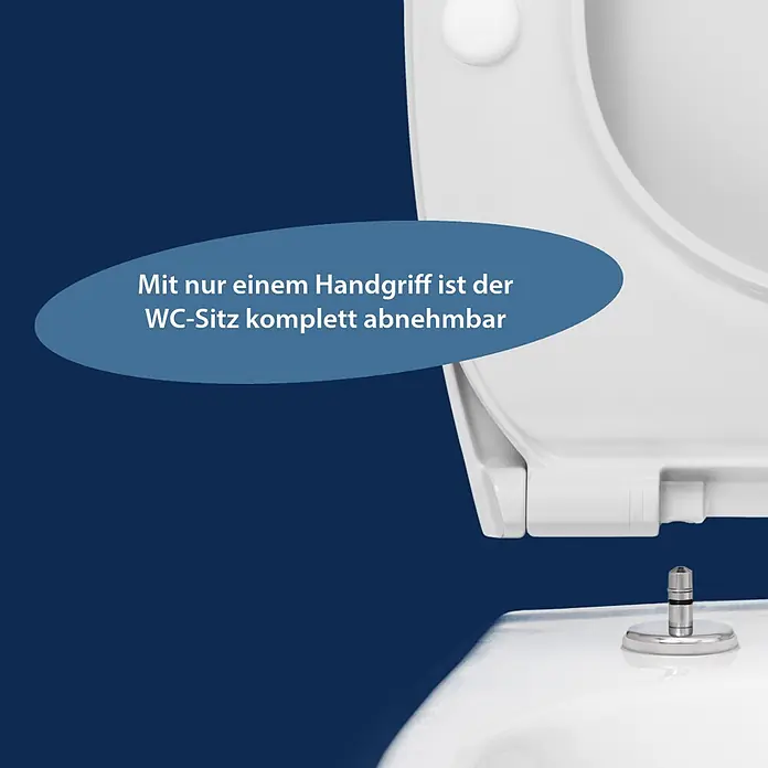 Poseidon WC-Sitz Lissabon - Duroplast, Weiß, Mit Absenkautomatik - Weißer WC-Sitz mit Schnellverschluss-Scharnier zur einfachen Abnahme.