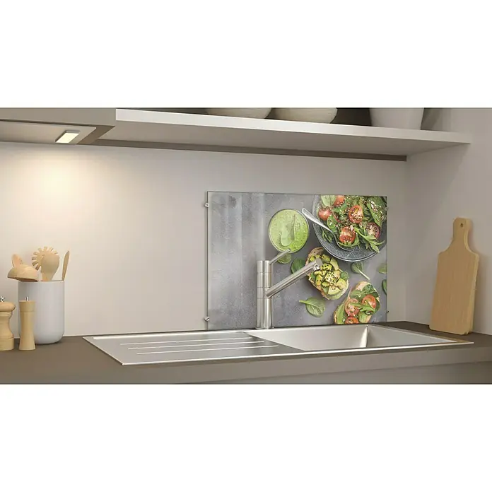 CUCINE Küchenrückwand - Fresh Avocado, 60 x 40 cm, Stärke: 6 mm, Einscheibensicherheitsglas (ESG) - Spritzschutz aus Glas mit einem appetitlichen Food-Print, der die Küche optisch aufwertet und die Wand vor Spritzern schützt.
