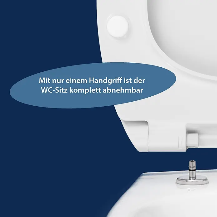 Poseidon WC-Sitz Flat - Duroplast, Weiß, Mit Absenkautomatik - Weißer WC-Sitz, mit einem Handgriff komplett abnehmbar zur Reinigung.
