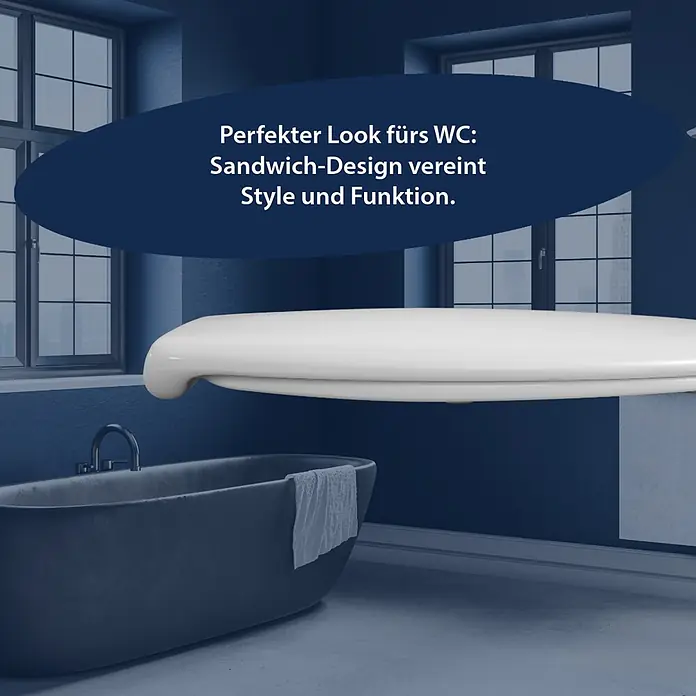 WC-Sitz La Digue - Thermoplast, Weiß, Mit Absenkautomatik - Weißer WC-Sitz im Sandwich-Design, der Stil und Funktion vereint.