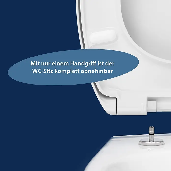 Poseidon WC-Sitz Venedig - Duroplast, Weiß, Mit Absenkautomatik - Weißer WC-Sitz mit Schnellverschluss, komplett abnehmbar zur einfachen Reinigung.