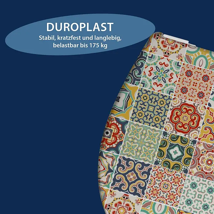 Poseidon WC-Sitz Vintage - Duroplast, Bunt, Mit Absenkautomatik - Duroplast Toilettensitz mit buntem Mosaikmuster, stabil, kratzfest und belastbar bis 175 kg.