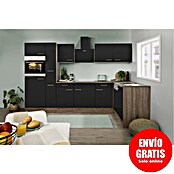 Respekta Cocina esquinera (172 x 310 cm, Brillo satinado negro)