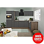 Respekta Cocina esquinera (172 x 310 cm, Brillo satinado gris)