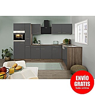Respekta Cocina esquinera Oliver (An x Pr: 310 x 172 cm, Gris, Con electrodomésticos)