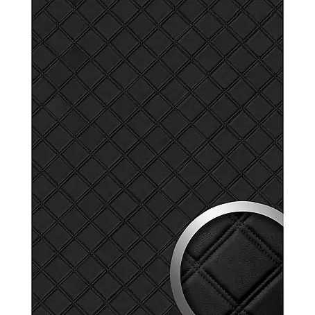 Wallface  Wandpaneel 15030 ROMBO Design Wand-Paneel Leder Karo 3D Dekor schwarz 2,60 qm