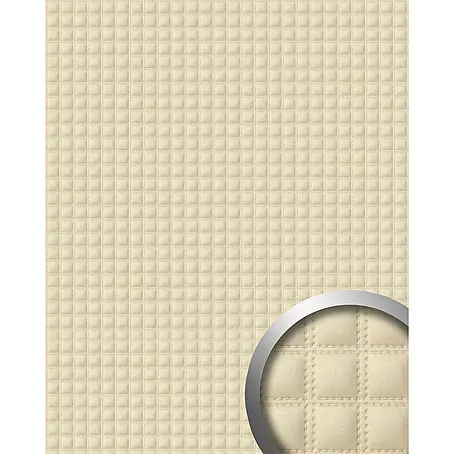 Wallface  Wandpaneel 14277 QUADRO Design Wand-Paneel Leder Quadrat 3D Dekor creme 2,60 qm