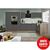 Respekta Cocina esquinera (172 x 370 cm, Brillo satinado gris)