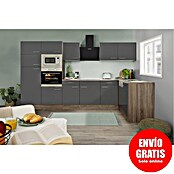 Respekta Cocina esquinera (172 x 340 cm, Brillo satinado gris)