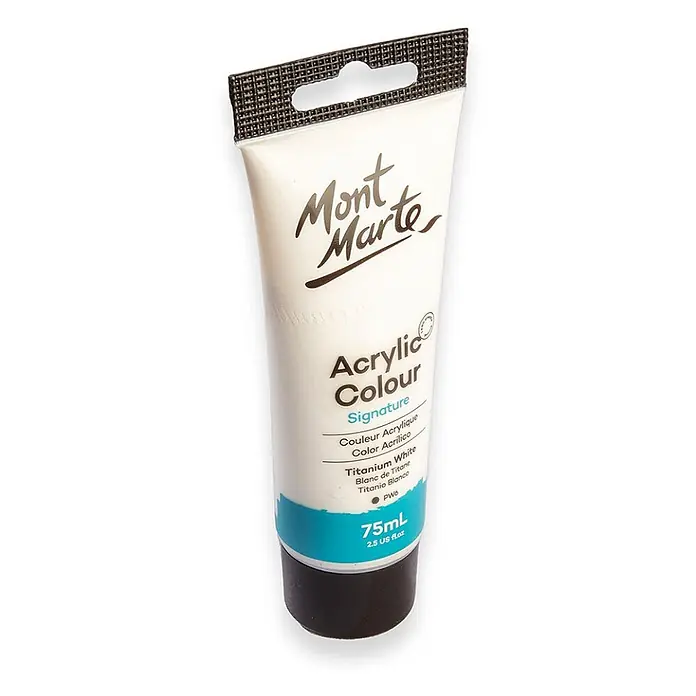 Mont Marte Acrylfarbe Signature - Titanweiß, 75 ml, Tube - Mont Marte Signature Acrylfarbe, 75ml Tube in Titanweiß.