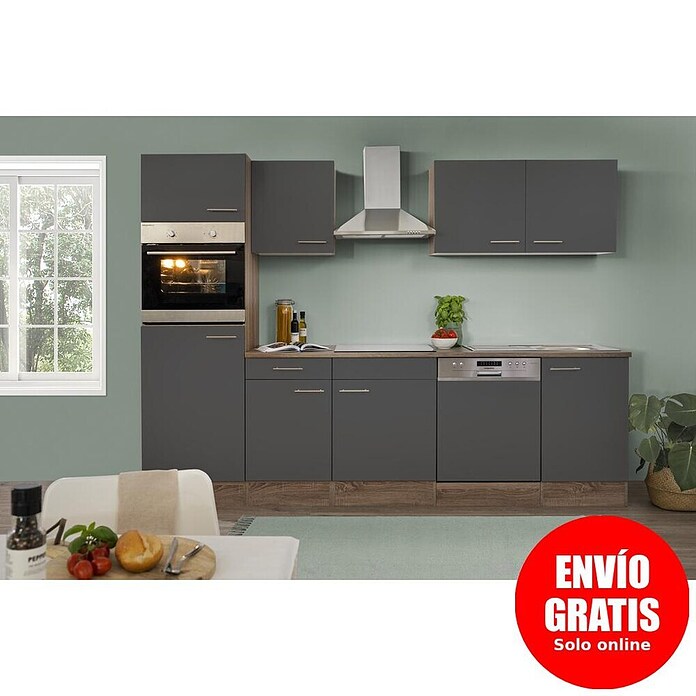 Respekta Cocina modular completa Oliver (Ancho: 280 cm, Gris, Sin electrodomésticos) | BAUHAUS