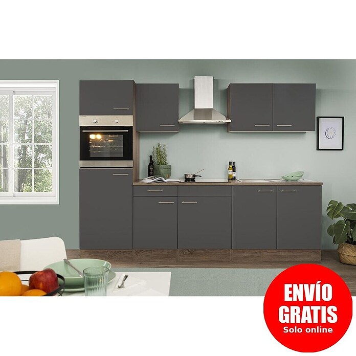 Respekta Cocina modular completa Oliver (Ancho: 270 cm, Gris, Sin electrodomésticos) | BAUHAUS