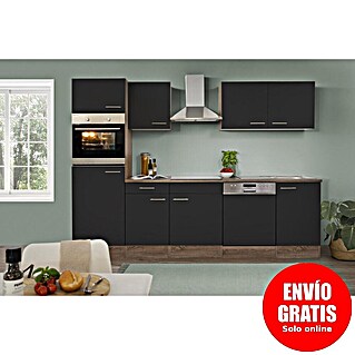 Respekta Cocina modular completa Oliver (Ancho: 280 cm, Negro, Sin electrodomésticos)