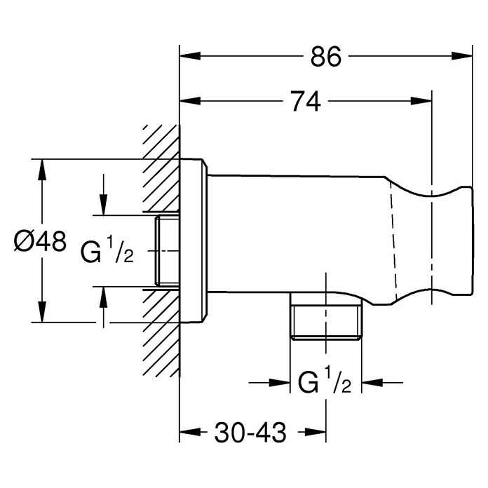 Grohe Wandaansluitbocht (Supersteel, Aansluitingen: ½″) | BAUHAUS