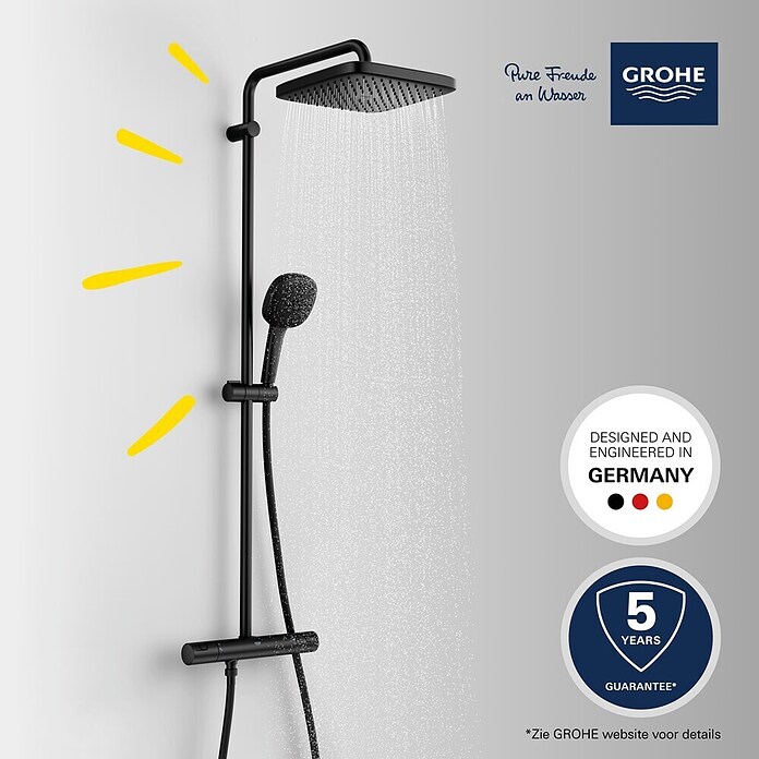 Grohe Vitalio Comfort Douchesysteem 250 (Aantal straalsoorten: 2 st., Zwart) | BAUHAUS